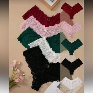 Lace Panty Set - Black, White, Red, Pink, Green